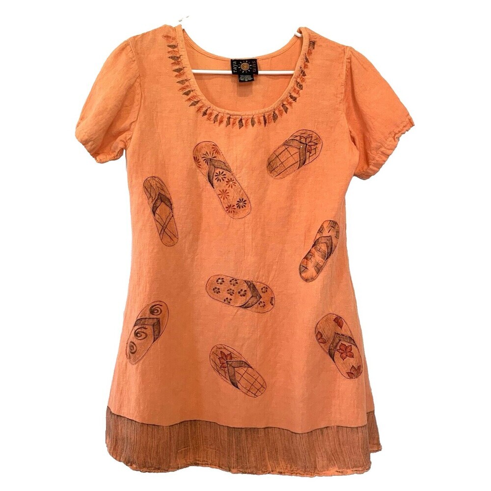 Raya Sun Orange Dress/Tunic Beach Coverup Tropical Adult M Womans Beachy Resort